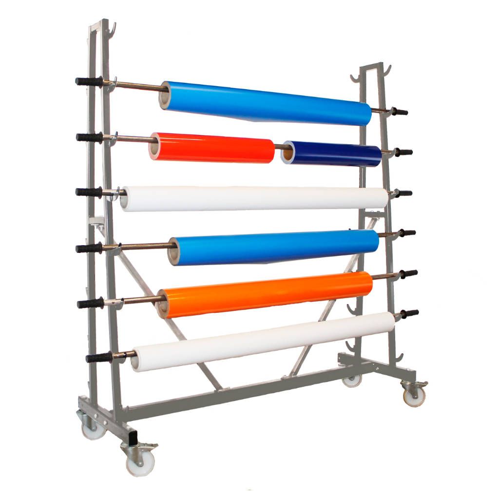 Large Heavy Duty Mobile Media Rack 16 Roll Capacity