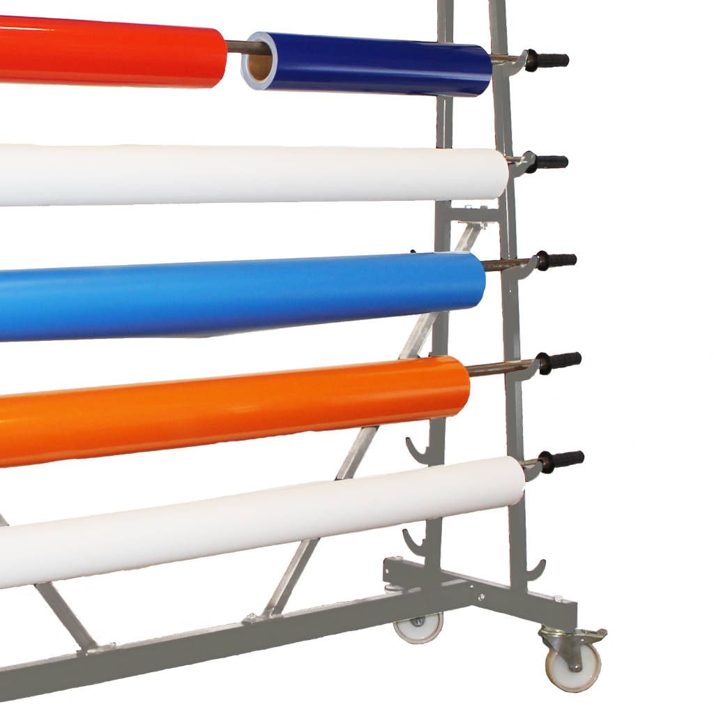 Large Heavy Duty Mobile Media Rack 16 Roll Capacity