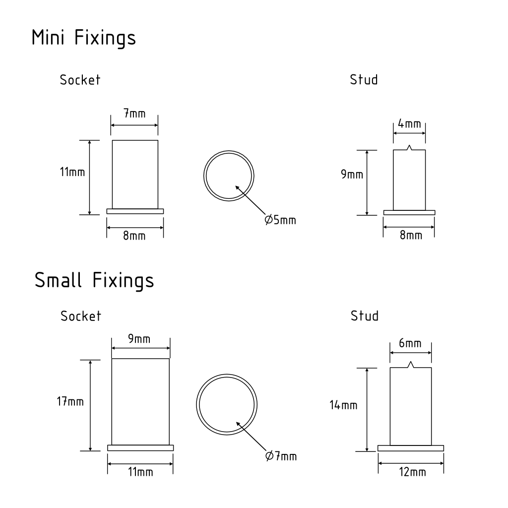 mini and small locator dimensions