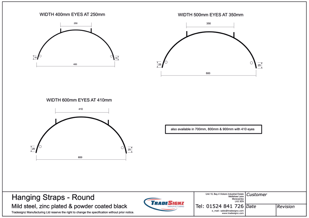 Technical Drawing Hanging Straps