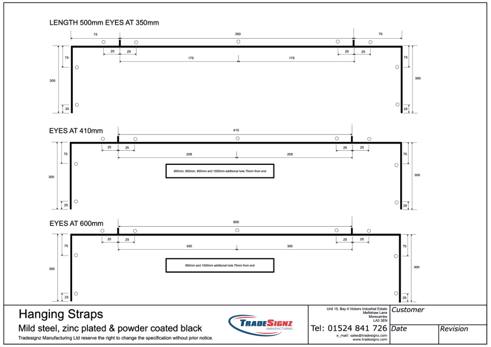 Technical Drawing Hanging Straps
